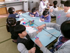 タコ糸を通して出来上がり！