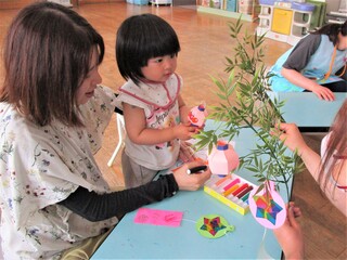 笹に短冊を飾ったよ💫