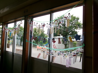 願い事を書いた短冊を飾ったところ